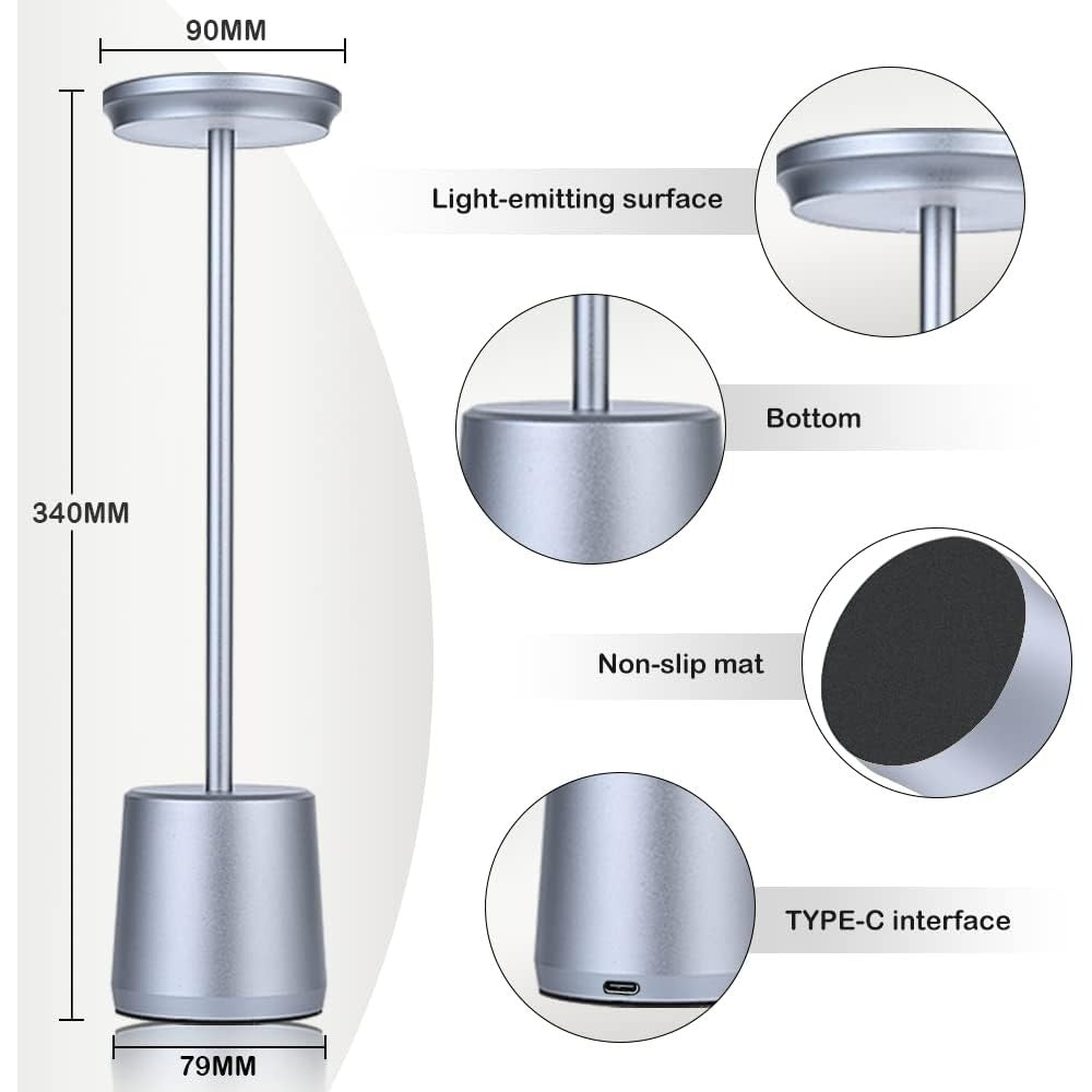 🌟 Cordless Metal Desk Lamp – Portable Touch Sensor LED Table Lamp