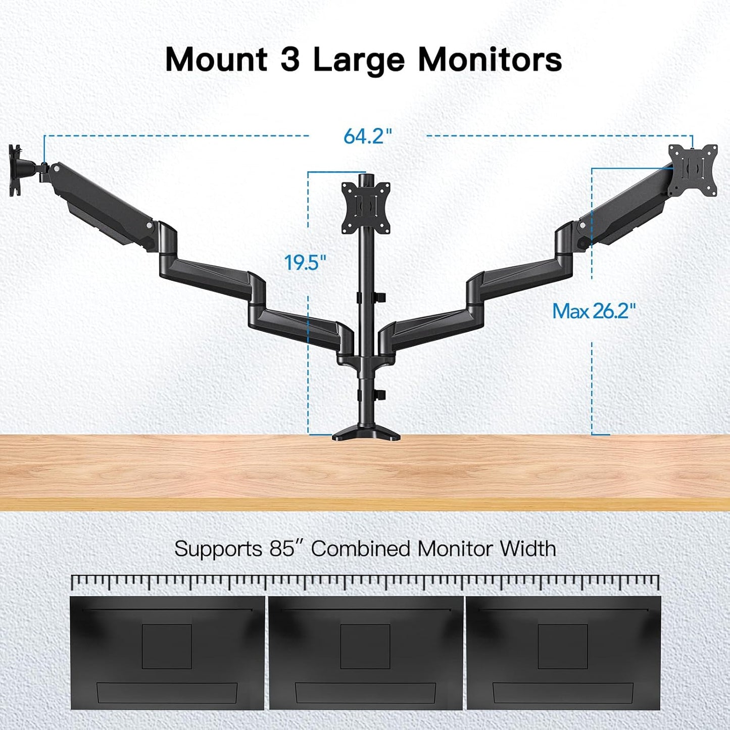 🖥️ HUANUO Triple Monitor Mount for 17-32 Inch Screens