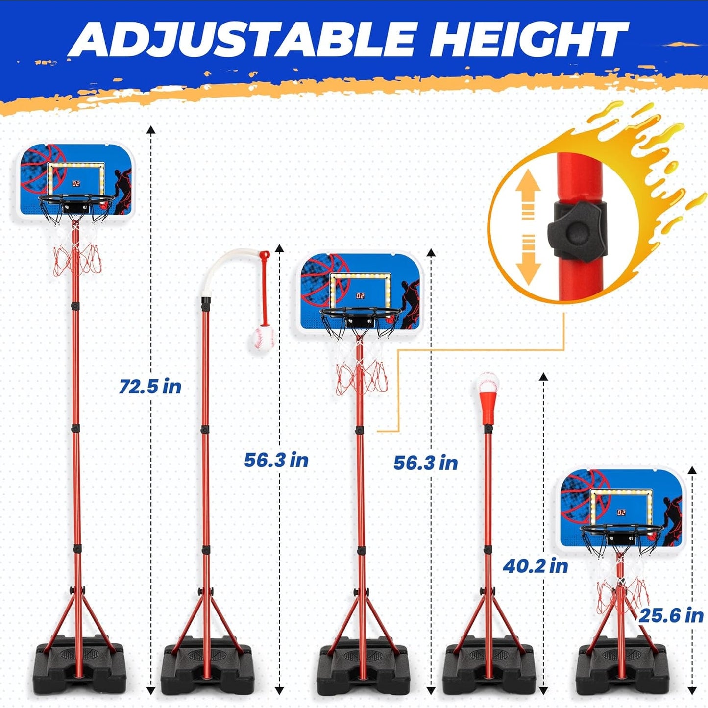 5-in-1 Kids Basketball Hoop & T-Ball Set β Indoor & Outdoor Fun