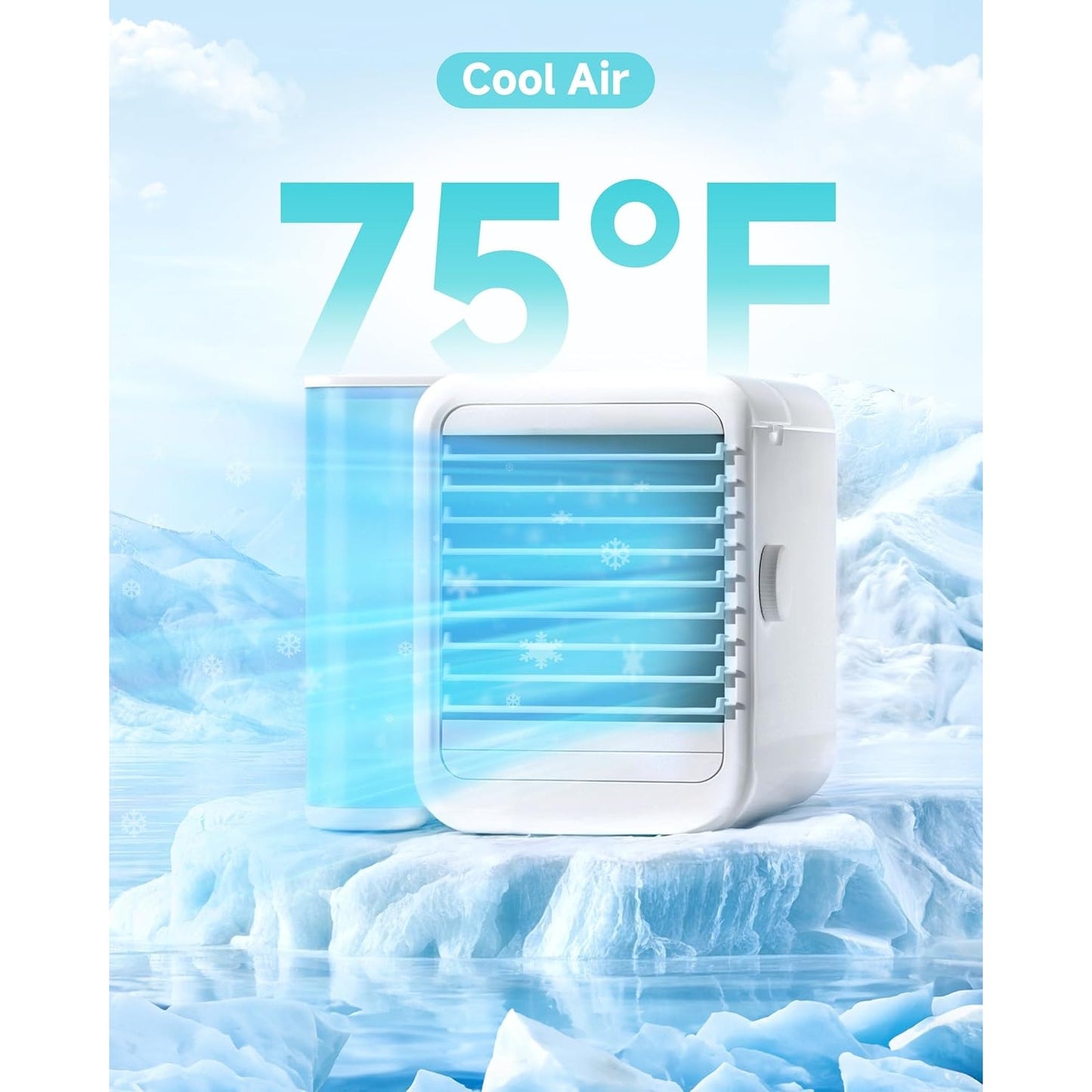 ❄️ Portable Air Conditioners Cooling Fan – 3 Speeds, 7 Night Lights, 2-8H Timer