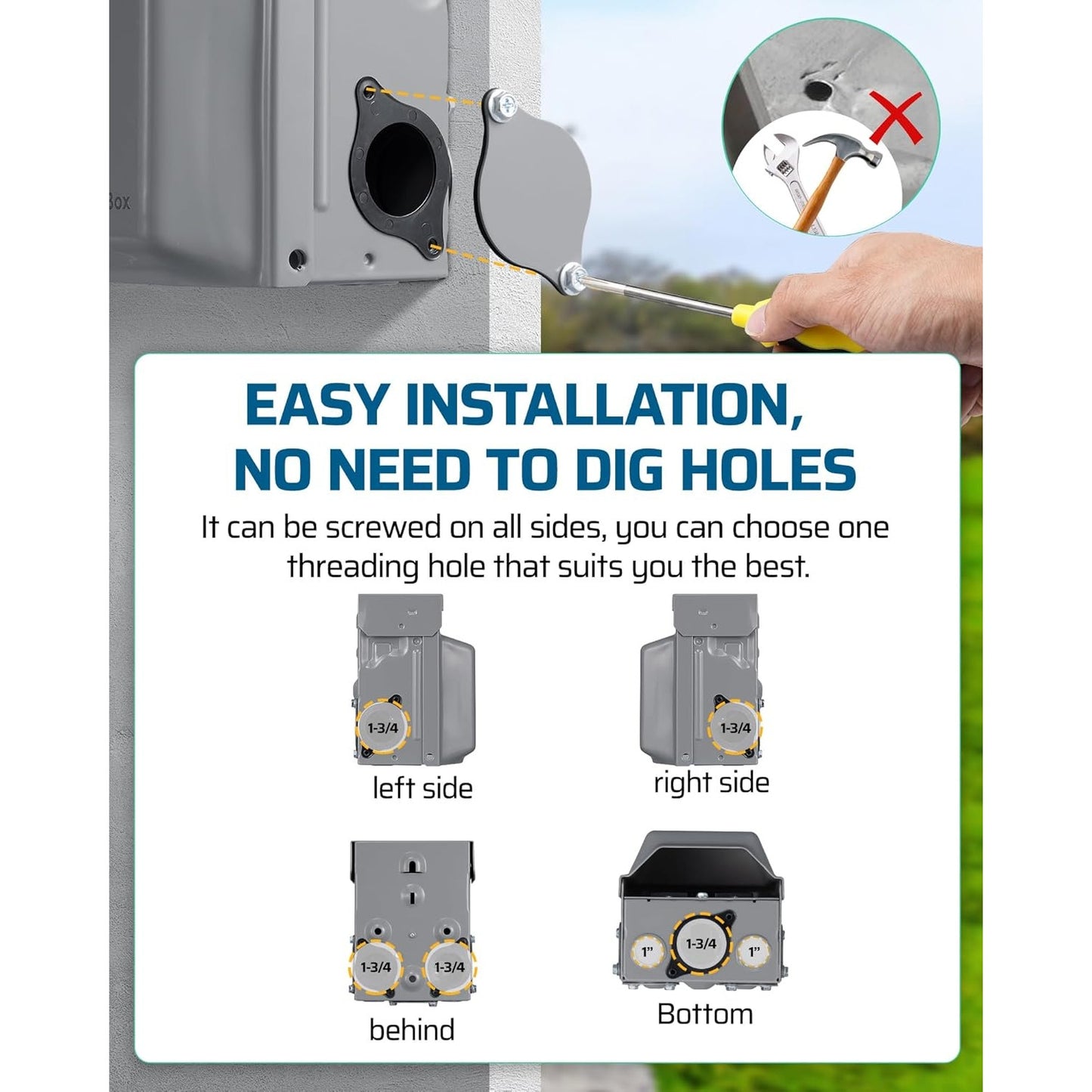 ⚡ DEWENWILS Outdoor Outlet Box – 20 AMP GFCI Receptacle, Rainproof 3R Enclosure