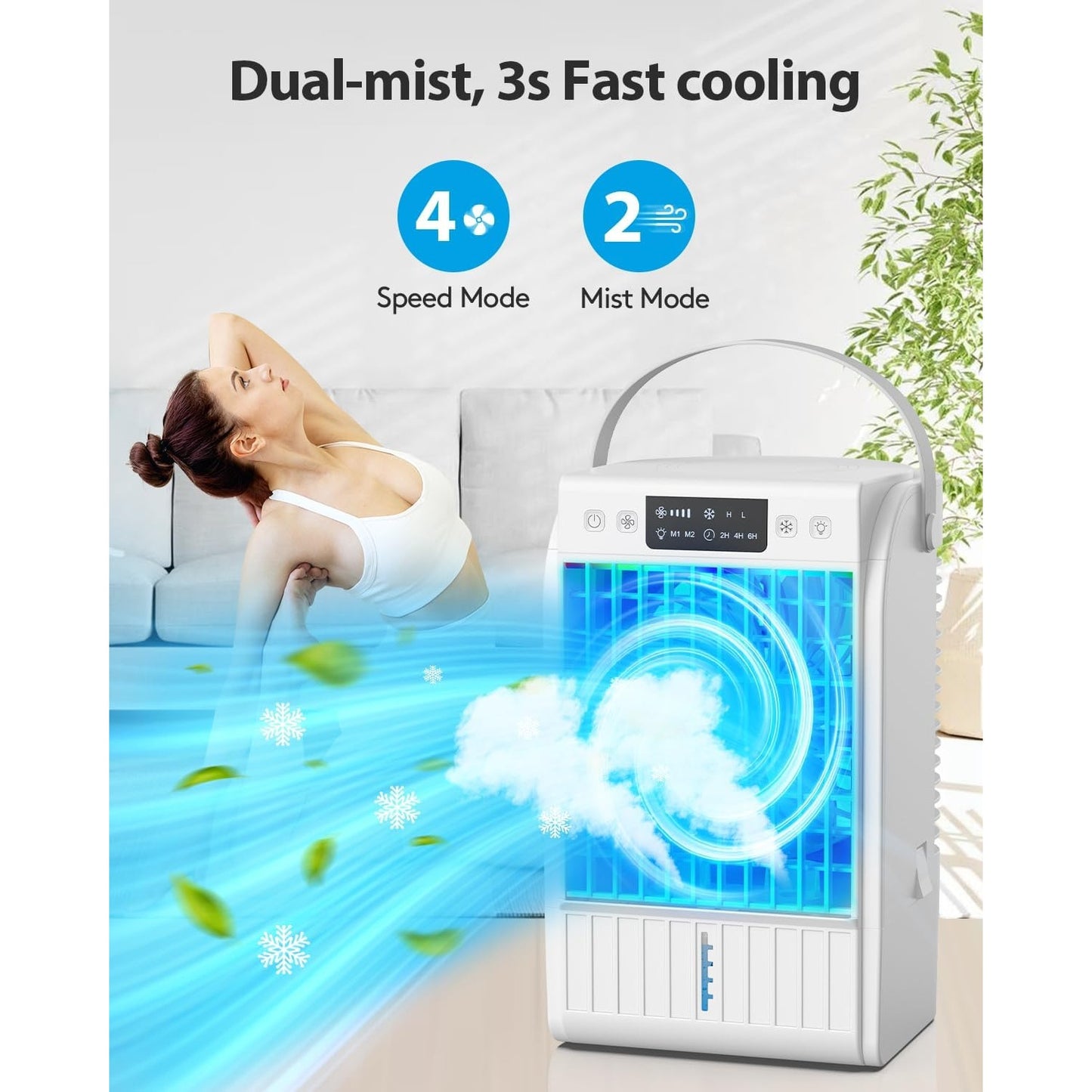 ❄️ JYew AI Portable Air Conditioners Fan – 3-Speed Evaporative Mini Room AC with 1500ML Tank