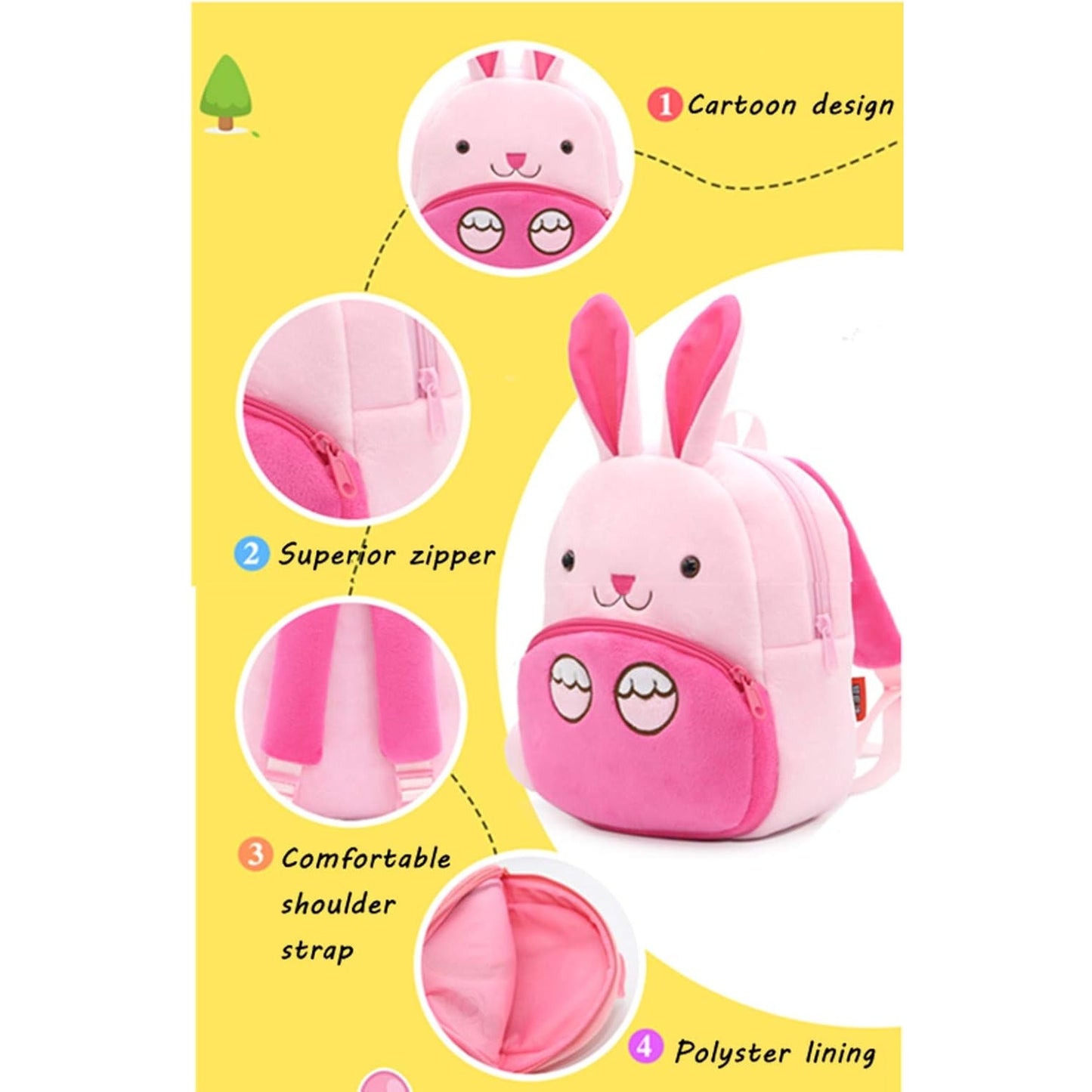 π° Toddler Backpack for Boys and Girls β Pink Rabbit Plush Animal Backpack