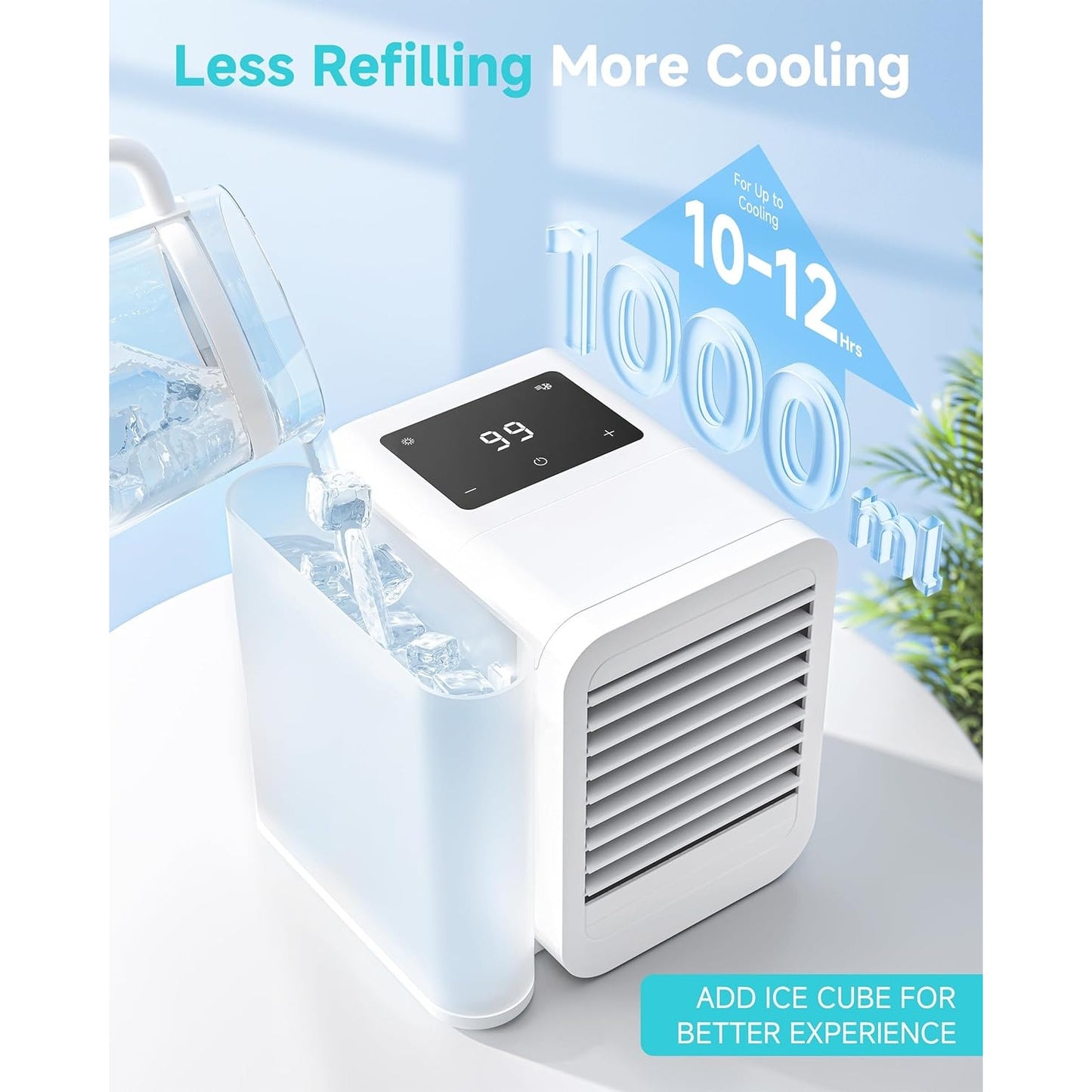 ❄️ Portable Air Conditioners Cooling Fan – 3 Speeds, 7 Night Lights, 2-8H Timer