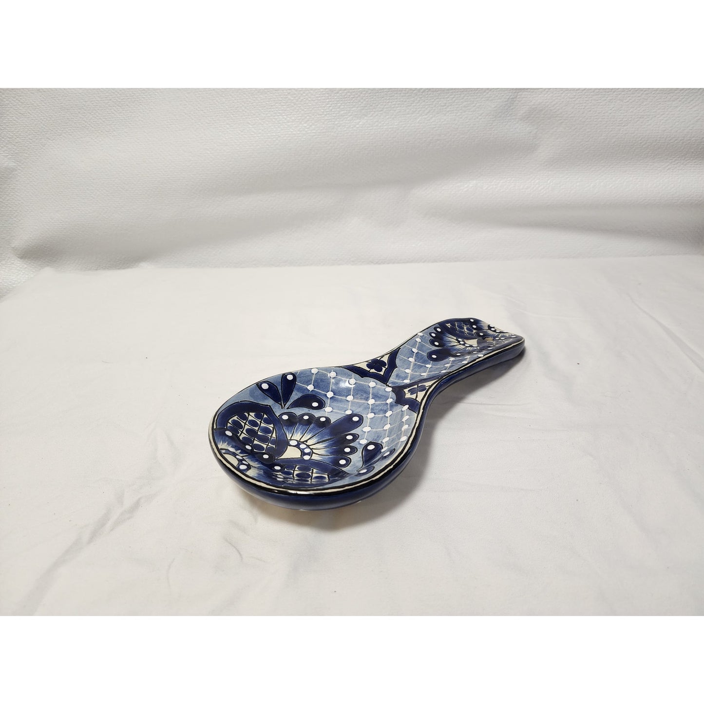 Hand-Painted Blue Ceramic Spoon Rest – Artisan Made