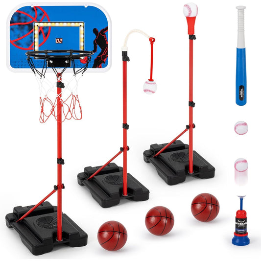 5-in-1 Kids Basketball Hoop & T-Ball Set – Indoor & Outdoor Fun