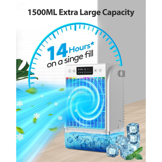 ❄️ JYew AI Portable Air Conditioners Fan – 3-Speed Evaporative Mini Room AC with 1500ML Tank