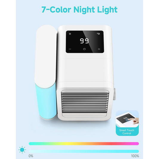 ❄️ Portable Air Conditioners Cooling Fan – 3 Speeds, 7 Night Lights, 2-8H Timer