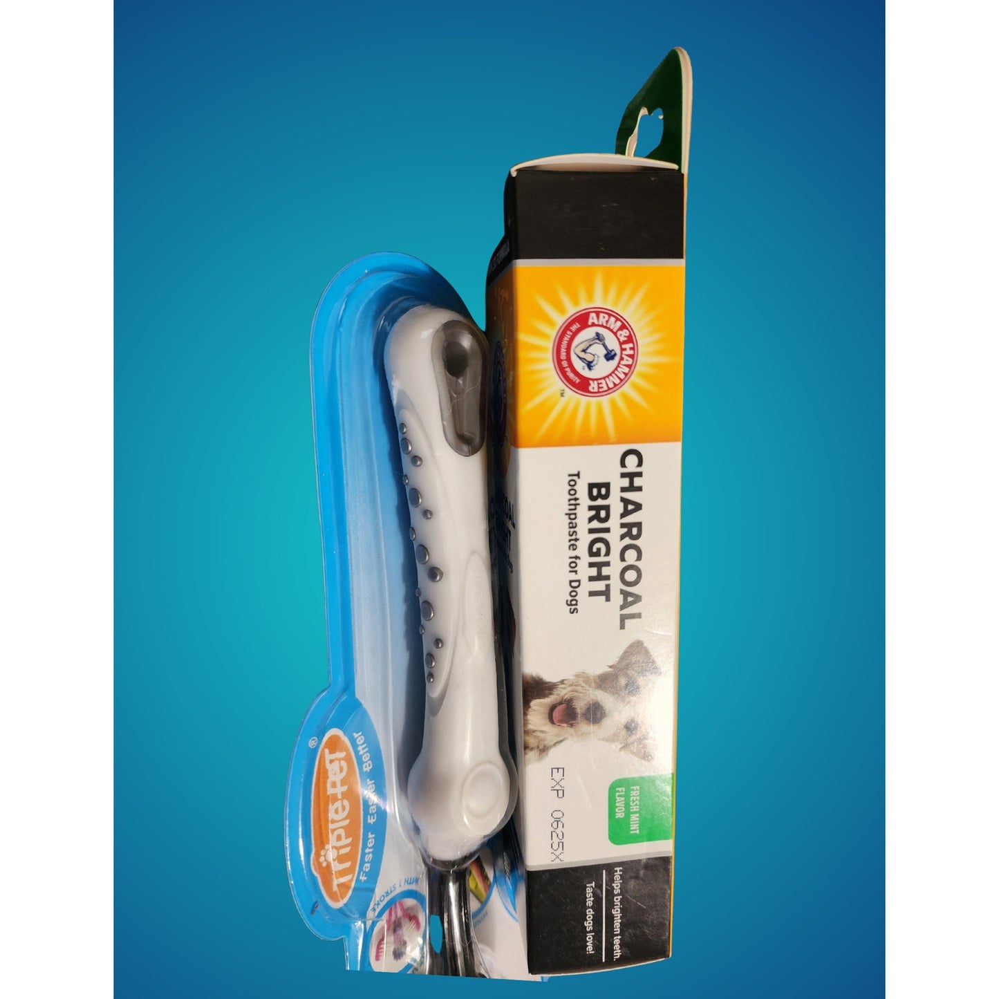 EZ Dog Dishwasher‑Safe Toothbrush for Large Breed + Toothpaste –