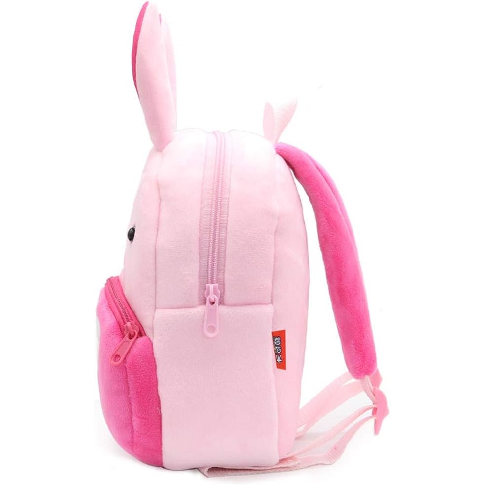 🐰 Toddler Backpack for Boys and Girls – Pink Rabbit Plush Animal Backpack