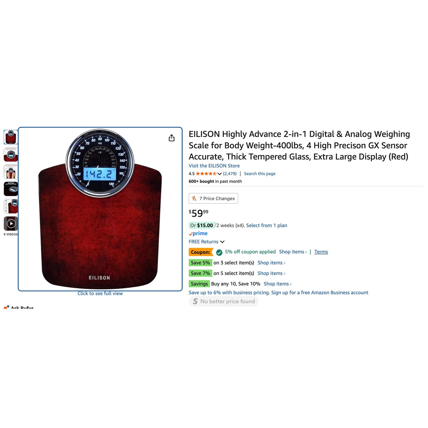 ⚖️ EILISON Highly Advanced 2-in-1 Digital & Analog Weighing Scale
