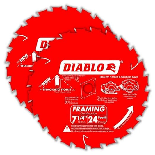 Diablo 7‑1/4″ 24‑Tooth Framing Saw Blades – 2‑Pack