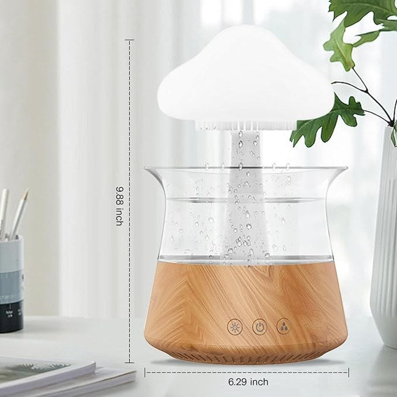Rain Water Drop Humidifier – Mushroom Cloud Lamp Diffuser (Wood Grain)