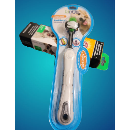 EZ Dog Dishwasher‑Safe Toothbrush for Large Breed + Toothpaste –