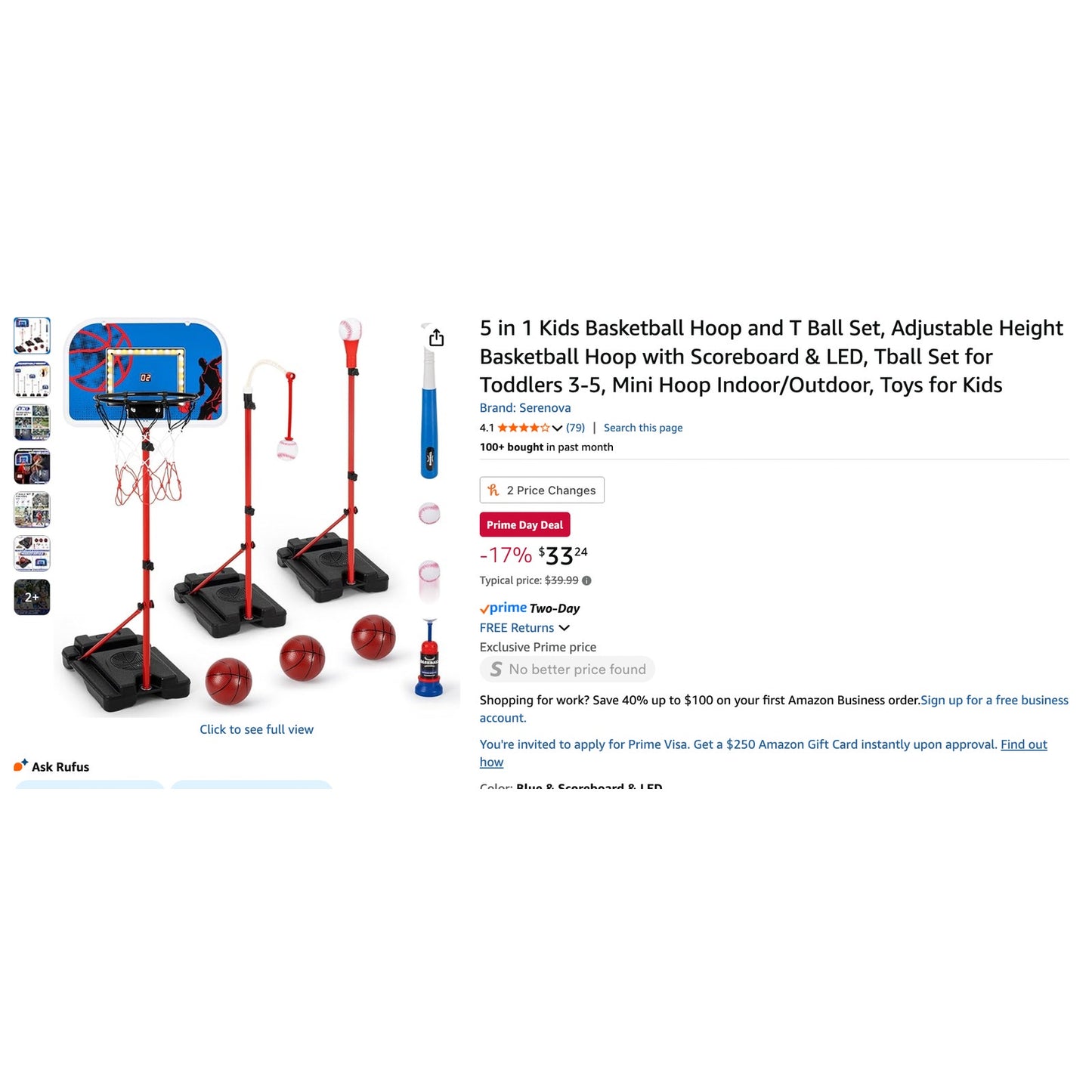 5-in-1 Kids Basketball Hoop & T-Ball Set – Indoor & Outdoor Fun
