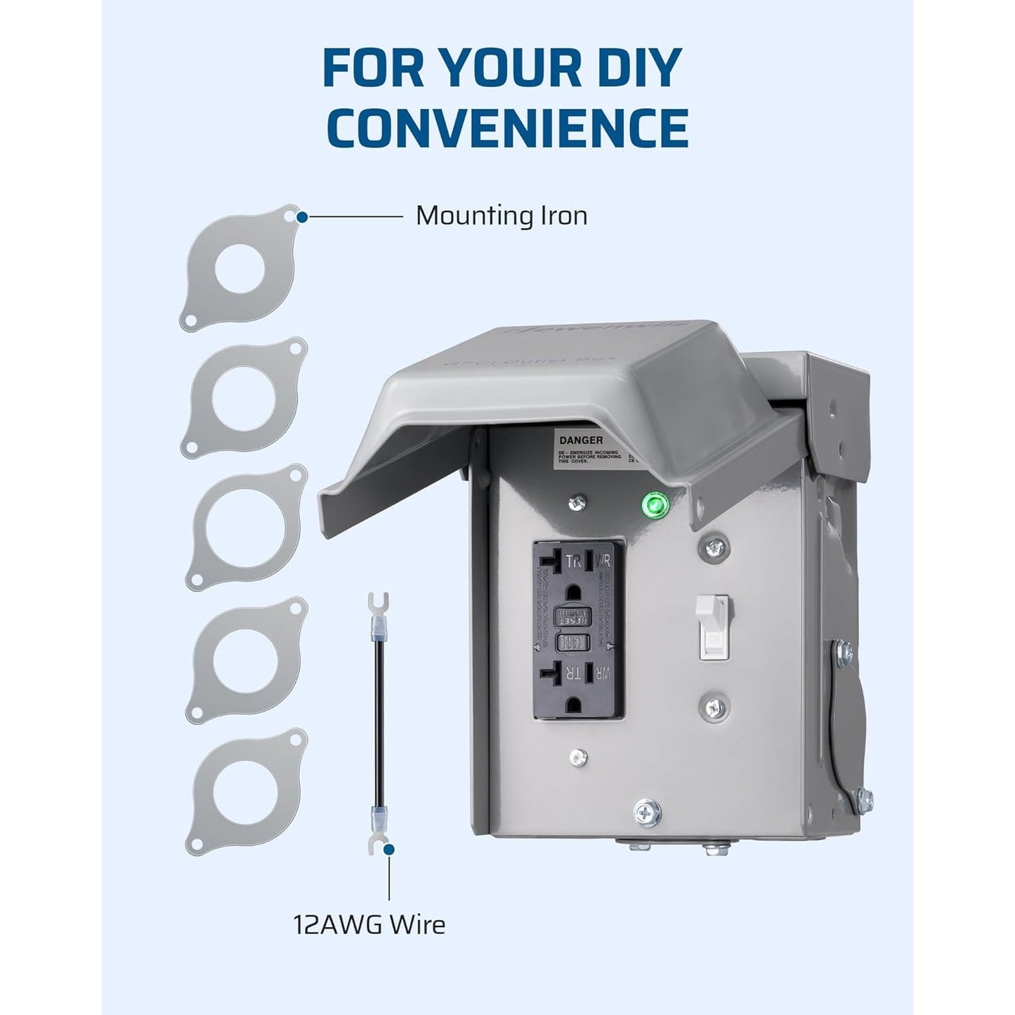 ⚡ DEWENWILS Outdoor Outlet Box – 20 AMP GFCI Receptacle, Rainproof 3R Enclosure