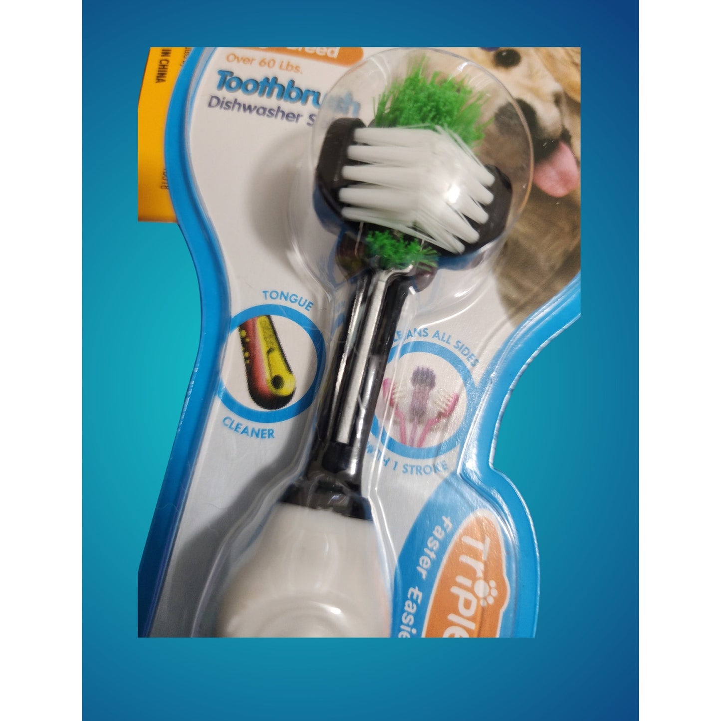 EZ Dog Dishwasher‑Safe Toothbrush for Large Breed + Toothpaste –