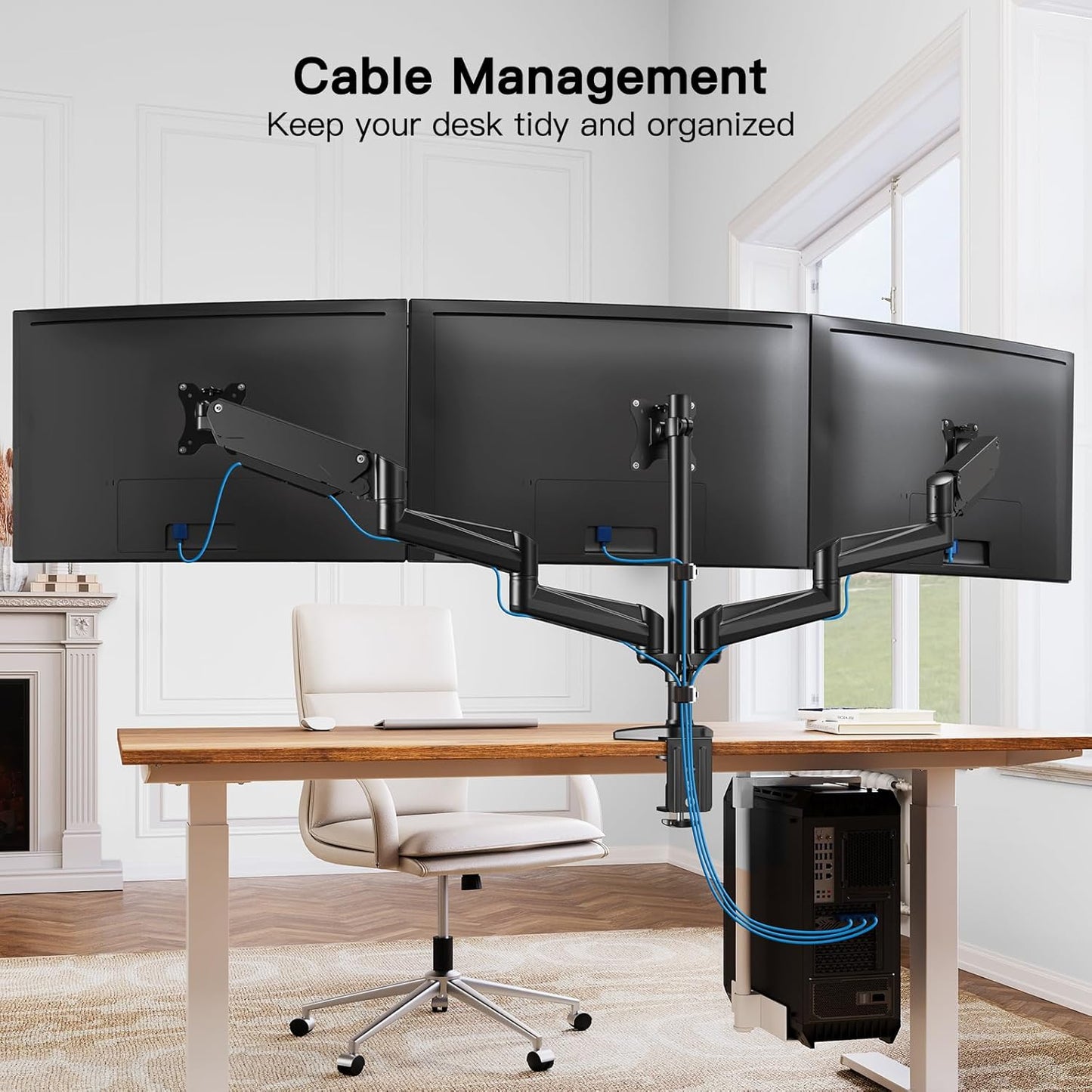 🖥️ HUANUO Triple Monitor Mount for 17-32 Inch Screens
