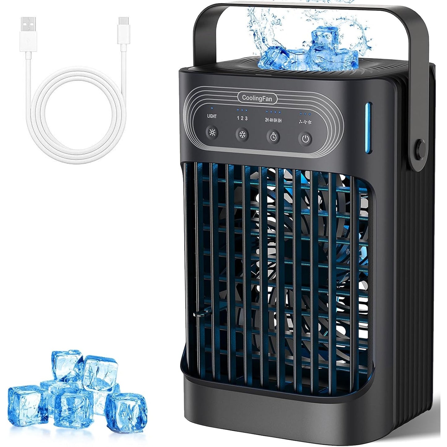❄️ Portable Air Conditioners Cooling Fan – 3 Speeds, 7 Night Lights, 2-8H Timer