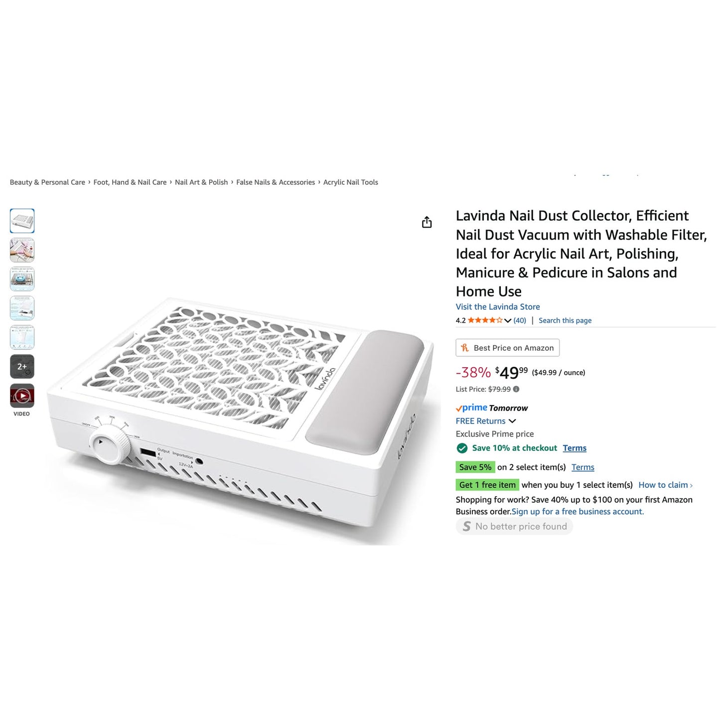 Lavinda Nail Dust Collector – Pro-Grade Vacuum for Manicure & Pedicure